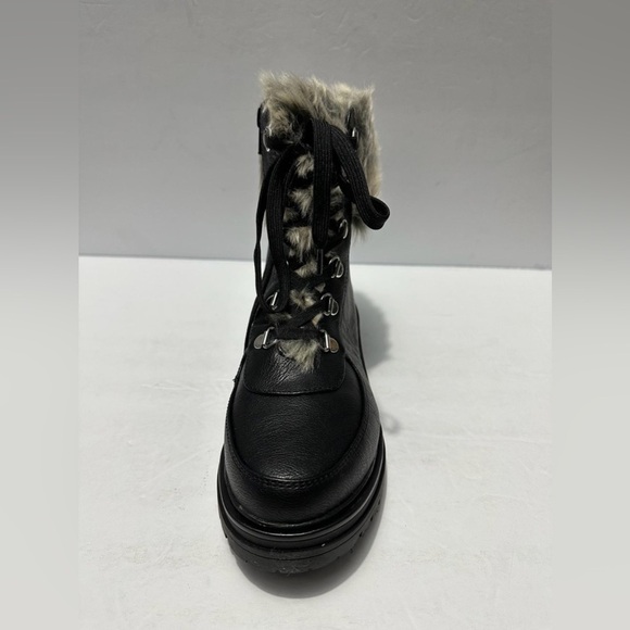 Sun + Stone Orlaa Ankle Derby Booties Women's 7m Black Faux Fur Detail Lace Up - Picture 6 of 9